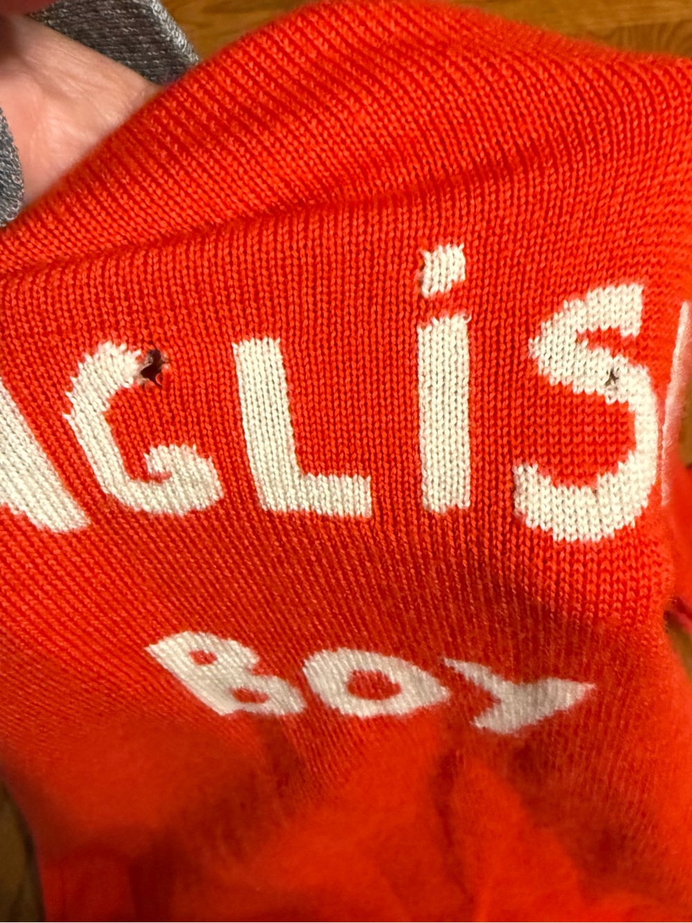 Bella Freud x Fred Perry “English Boy” Wool Sweater in Red Sz 4 *FLAWED* - Picture 11 of 15